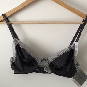 Calvin Klein Perfectly Fit Underwire Bra Lace Trim Gray Women’s 34C